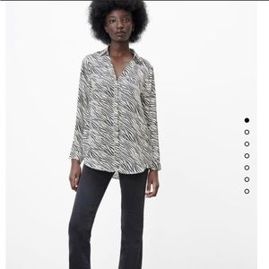 ZARA SATIN EFFECT BUTTON DOWN SHIRT